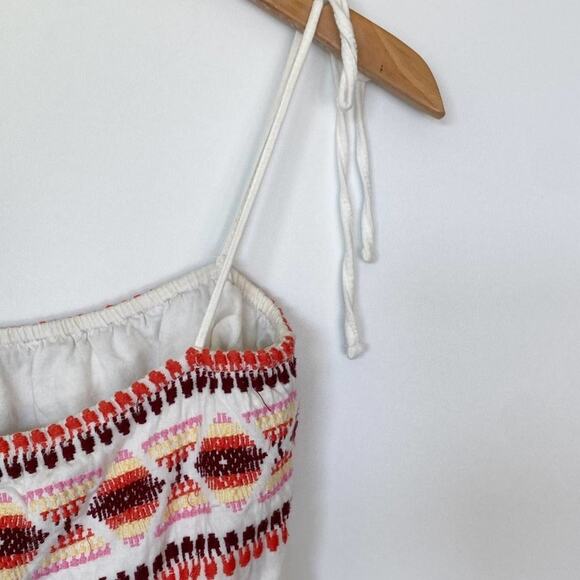 Sweetees Vintage Y2K White Boho Aztec Embroidered Knit Cami Tank Top Blouse - Picture 3 of 10